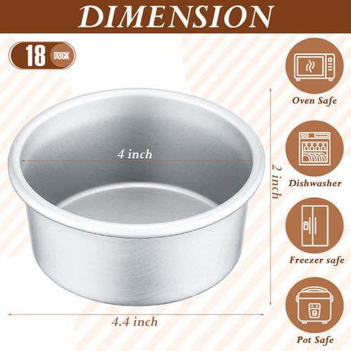 Gerrii 18 Pcs 4 Inch Cake Pans Nonstick Aluminum Small Round Cake Baking Pans Molds for Cheese, Pizza, Quiche, Home Party Baking Supplies, Leakproof and Easy Release