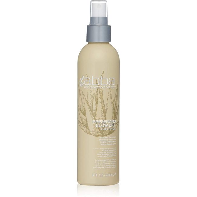 ABBA Preserving Blow Dry Hair Spray, Aloe Vera, Avocado & Sunflower Oils, 8 Fl Oz