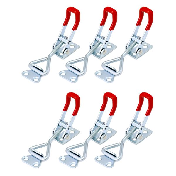 QWORK® 6 Pack Toggle Clamp Latch, 100Kg/220Lbs Holding Capacity, Toggle Latch, Quick Release Pull Latch, Quick Clamp, Adjustable Buckle