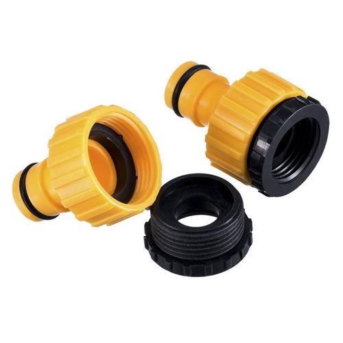 YAAVAAW 3 pack Garden Hose Tap Connector - BSP Threaded Tap Connector fitting for 3/4 inch & 1/2 inch 2-in-1 Threaded Faucet Adapter (comes with 18pcs Replacing Seals Washers)