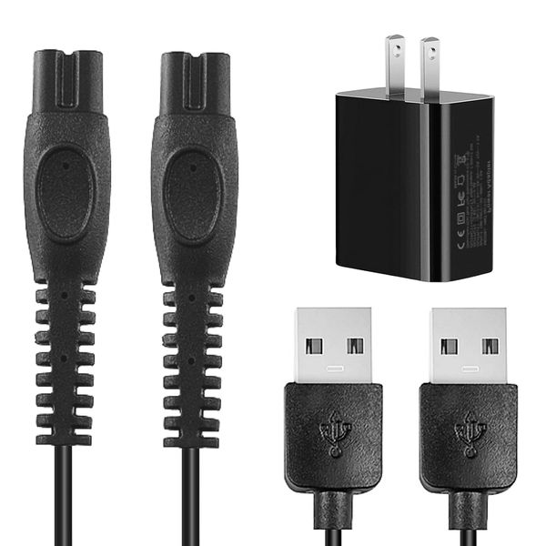 Qjin USB-A Charging Cable with Power Adapter for Latest Version Philips Norelco QP2724/90, QP2834/70, S7887/82, S5880/81, MG9520/50, MG7910/49, MG5910/49 Electric Trimmer and Shaver