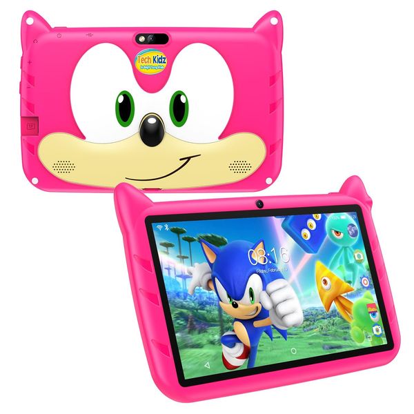 Tech Kidz - 32GB Tablet for Kids 7 inch Android Tablet Lots of Free Content Pre-Installed, Kids Learning Toy Computer with WiFi, YouTube, Parental Control, Age 3+ (Pink)