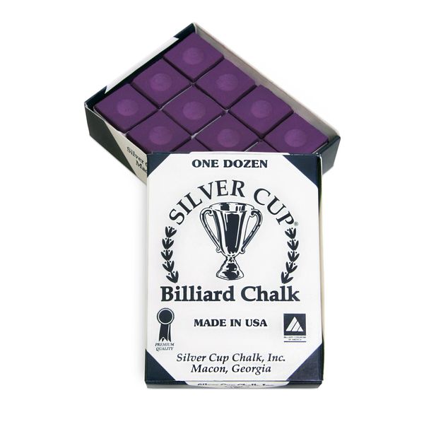 SILVER CUP Billiard CHALK - ONE DOZEN (Plum)