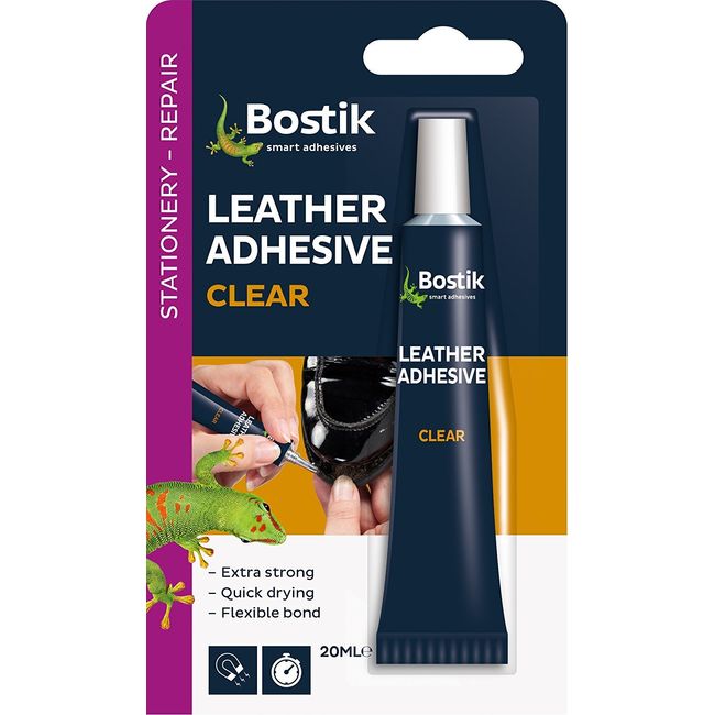 Bostik Leather Repair Glue, Extra Strong, Quick Drying, Flexible Bond, Water Resistant, Colour: Clear, 20ml tube