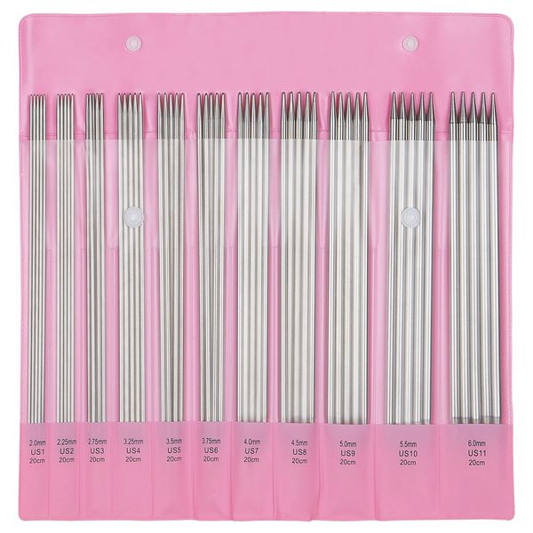 Aeelike Double Pointed Knitting Needles Set 20cm, Short Double Ended Knitting Needles for Beginners, 55Pcs 2.0-6.0mm DPN Knitting Needles Sets UK, Metal Knitting Pins for Knitting Small Projects Socks