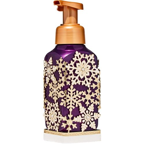 Bath & Body Works Foaming Hand Soap Holder Gold Beaded Snowflakes