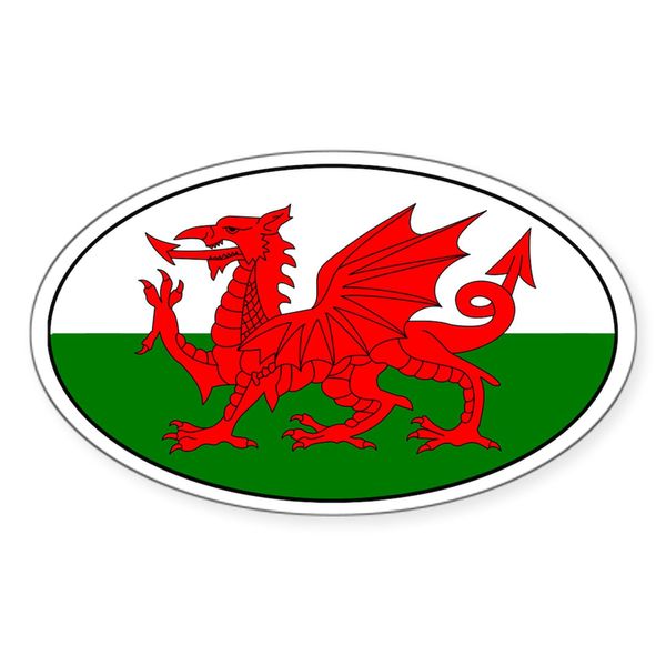 CafePress Welsh Flag with Text Oval Sticker Oval Car Bumper Sticker