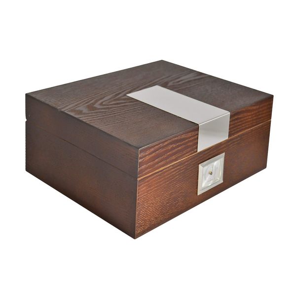 La Madera Cubana Humidor Cedar and Ash Tree Cigar Humidor with Humidifier & Hygrometer Cigars Box Set, Durable & Elegant Wood Design, Functional High-End Interior Perfect for 30-50 Cigars