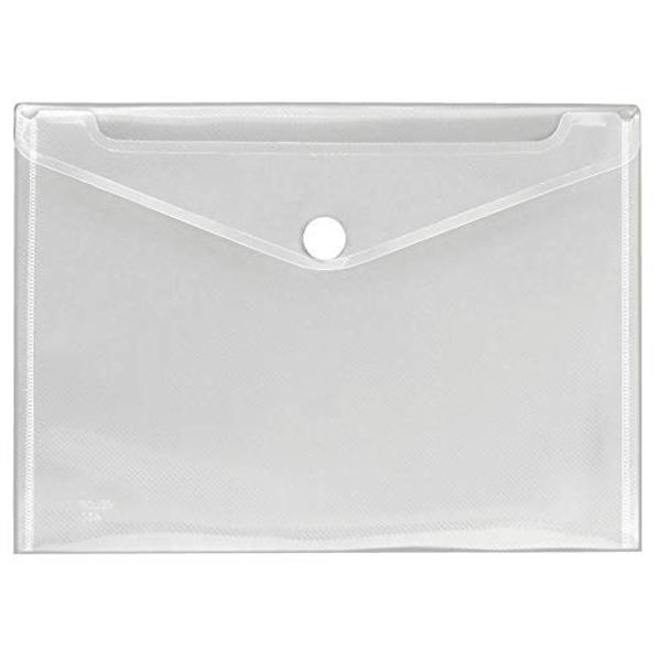 (4 x File folders) A5 Clear Document Wallets -Folder Plastic Small Button Stud Sleeves Thickness 200 Micron