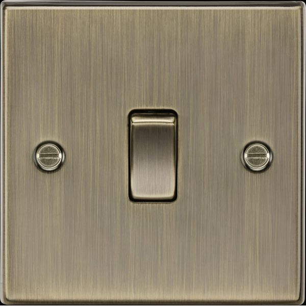 Knightsbridge CS2AB Square Edge 1G Light Switch - Antique Brass