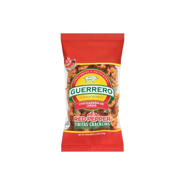 Guerrero Tender Cracklin Chicharrones Red Pepper Cracklins 5.5oz Bag