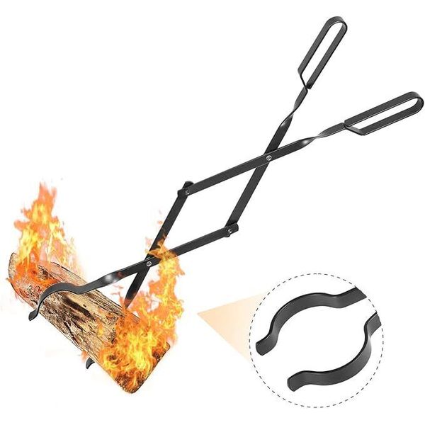 Fireplace Tongs 26" Long Campfire Log Grabber Fire Pit Barbecue Camping Outdoor