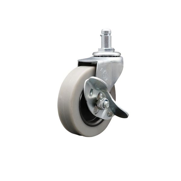 3 Inch Thermoplastic Rubber Wheel 7/8 Grip Ring Stem Caster with Brake SCC