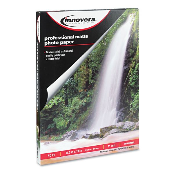 Innovera Heavyweight Photo Paper, Matte, 8-1/2 x 11 Inches, 50 Sheets/Pack (99650)