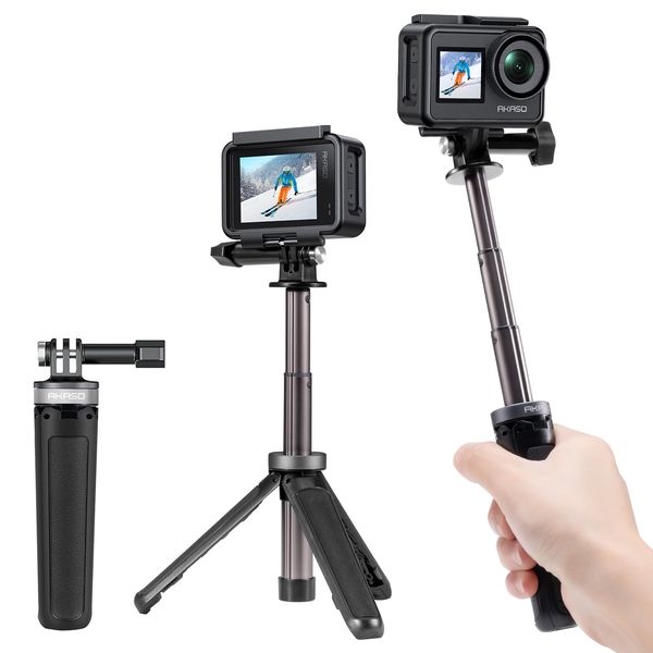 AKASO Mini Tripod, 3-Level Telescopic Selfie Stick, Selfie Stick, Camera Tripod, Action Camera, Lightweight, Tabletop Tripod, Vlog, Accessory, Compatible with AKASO/GoPro Hero10/GoPro 9/8/7/DJI Osmo