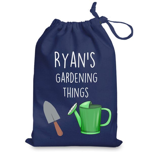 Personalised Gardening Things Drawstring Bag (Blue)