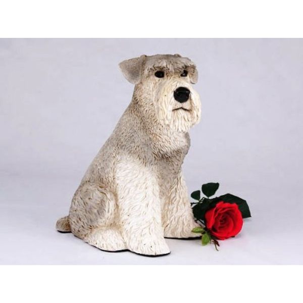 Schnauzer Ears Down Gray Cremation Pet Urn for Secure Installation of Your Beloved pet's Ashes.Rose not Included.