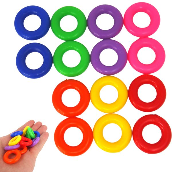 Bonka Bird Toys 2289 Pk14 Plastic Round 1" Diameter Rings Parrot Toy, Amazon, Conure, African Grey, and Similar Sized Birds