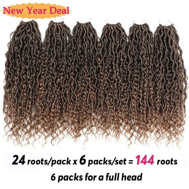 New Goddess Locs Crochet Hair 6 Packs 14 Inch River Curls Crochet Hair Faux  Locs Wavy Crochet Curly Hair Faix Locs Crochet With Curly In Middle And  Ends For Black Women (1b#