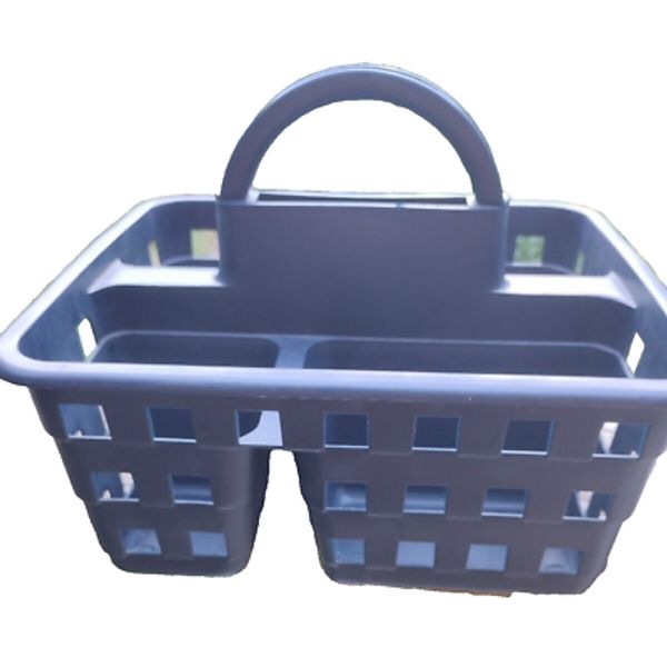 Plastic Shower Caddy Basket with 3 Compartments, Portable A Style-Blue