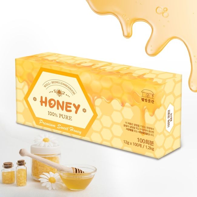 Premium Sweet Honey 100% Pure 12g x 100 Sticks (1.2g), 2pcs 12g x 100 Sticks (1.2g), 2pcs