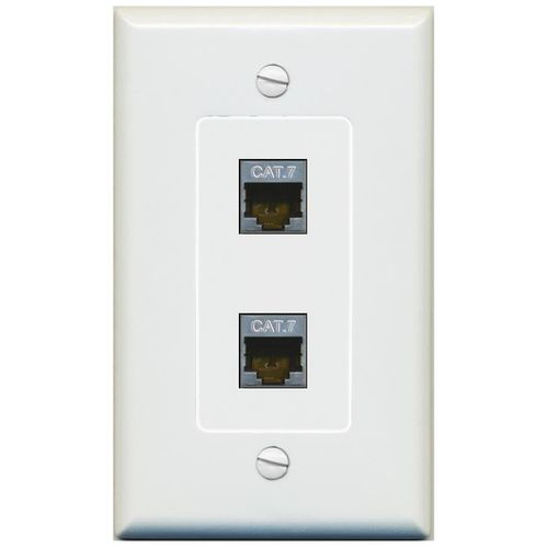 RiteAV 2 Port CAT7 Jack Coupler Female-Female Decorative Wall Plate [Gray]