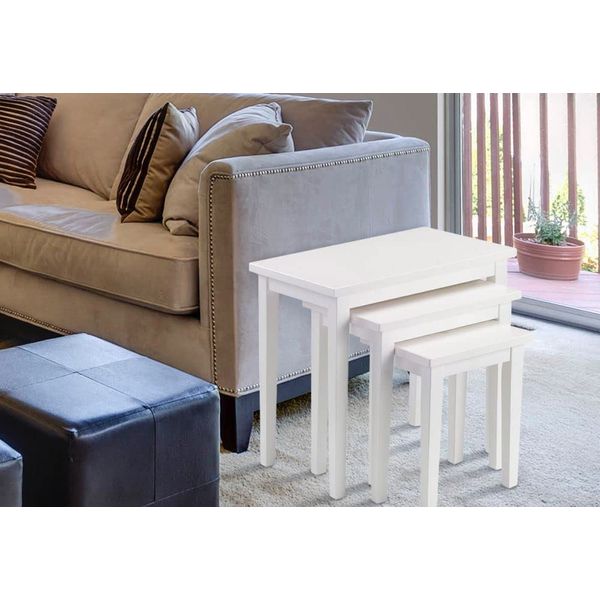 OSD 3 Nest of Tables White Solid Wood