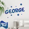 Personalised Glitter Effect Wall Name with Stars