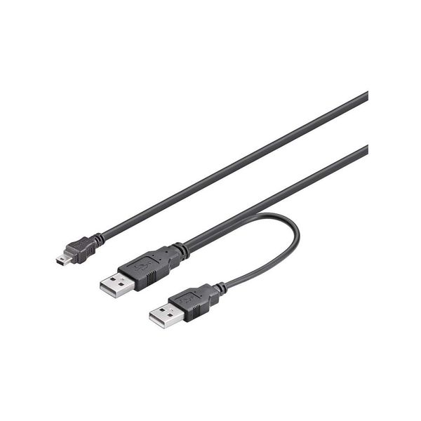 Goobay 93587 USB 2.0 Hi-Speed Dual-Power Cable, Black, 0.6m Length