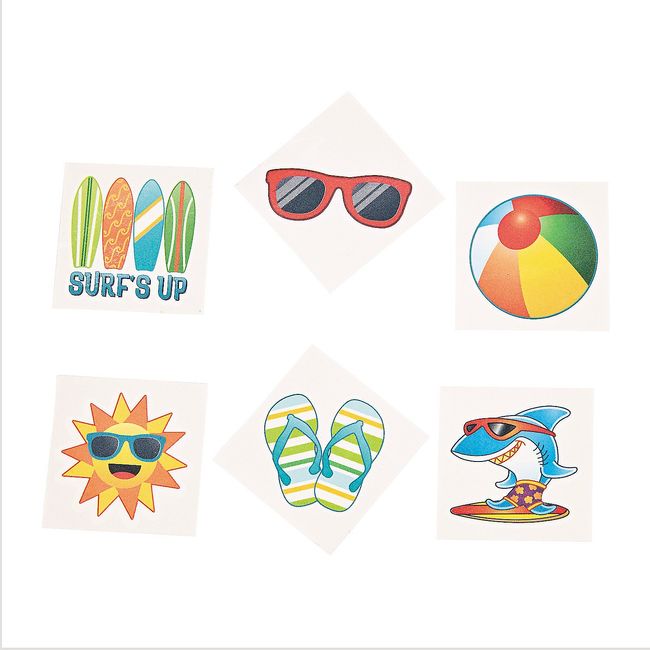 BEACH FUN TATTOOS (72PC) - Apparel Accessories - 72 Pieces