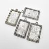 30x20mm Silver Pewter Rectangle Decorative Charm Finding – Lead-Free, 4pcs