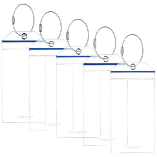 Wisdompro Luggage Tag Holder Waterproof Name Tags Suitcase Name Tags Vinyl Luggage Tags Cruise Ship Luggage Tags for Cruise Travel Travel 5pcs Clear (8.9 x 19 cm)