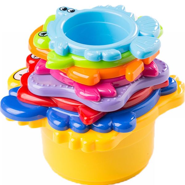 Extasticks Baby Bath Toy - Beach Stacking Cups for Boys and Girls - Bath Tub Toys for Toddlers and Kids - 8 pcs