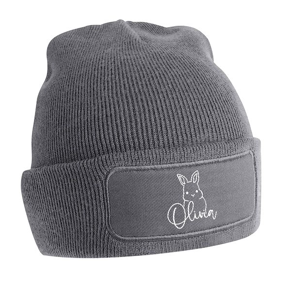 Flox Creative Grey Beanie Personalised Easter Bunny