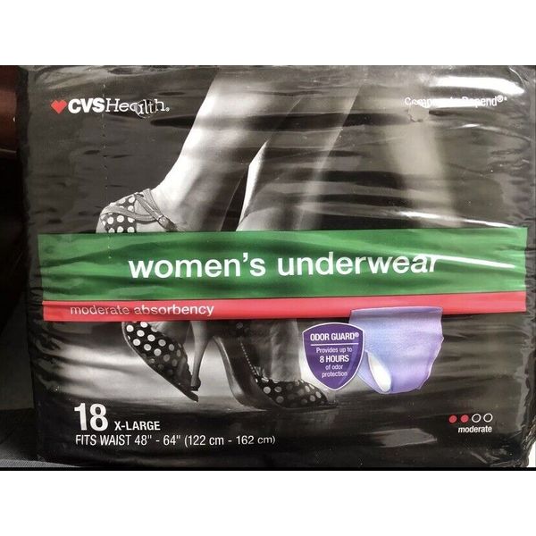 CVS Health Women’s Underwear Moderate Absorbency X-Large LOT 6 Packages Multi