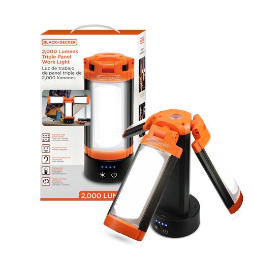 BLACK+DECKER 2,000LM LED Utility Light, USB Rechargeable, 3 Adjustable Panels, Multiwhite Modes, Flashlight, Power Bank, Magnetic Mount, IP44 Weather-Resistant for Camping, Hiking, DIY, Automotive