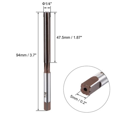 sourcing map 1/4" Hand Reamer H8 Accuracy Alloy Tool Steel 6 Flutes Straight Shank Milling Cutter Tool