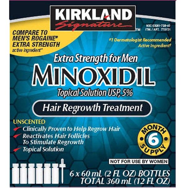 6 Months Kirkland Mixidil 5% Extra Strength Hair Loss Regrowth 12oz (Pack of 6)