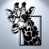 Giraffe W/Glasses Funky Minimalist Metal Wall Art