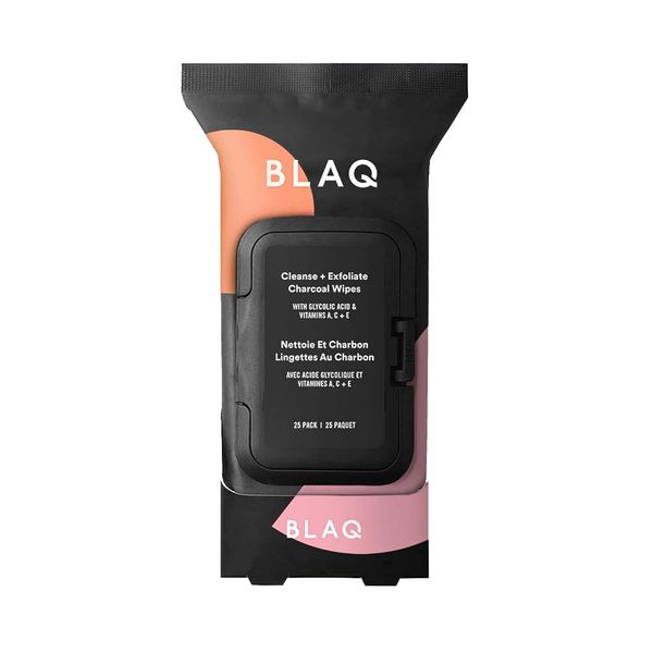 BLAQ Activated Charcoal Face Wipes - Dual Sided Facial 25 Count