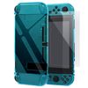 Dockable Protective Cover Case with Screen Protector Compatible with Nintendo Switch, YUANHOT Switch Hard Shell Case and Thumb Grip Caps Accessories, Crystal Plastic Case Protector - Blue