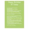 Age 87 Body Facts Birthday Card