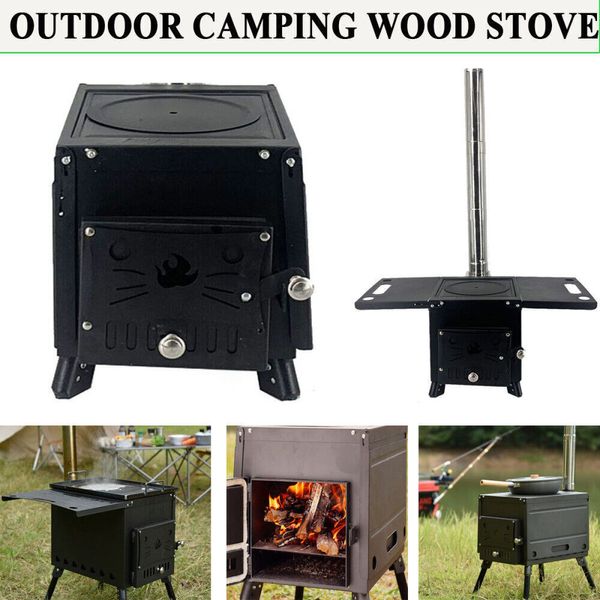 Camp Wood Stove Outdoor Tent Wood Burning Stoves Portable with Chimney Pipes