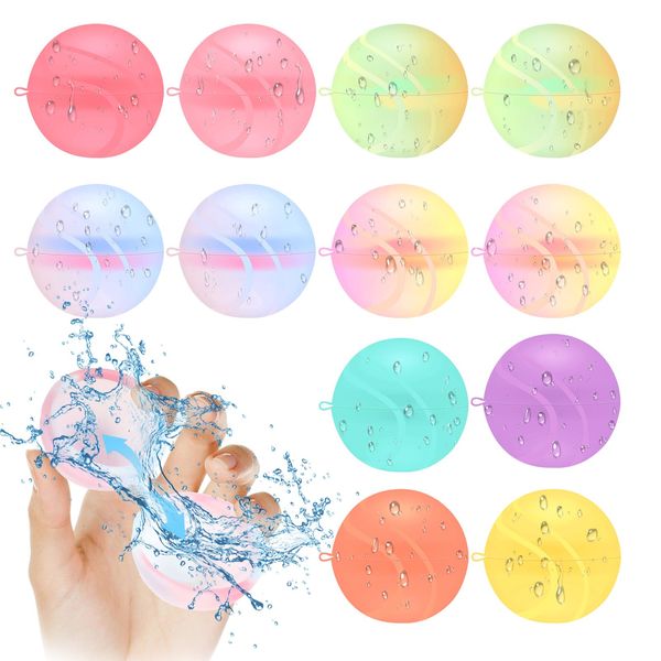 Reusable Water Balloons for Kids, 12 PCS Water Balloons Self Sealing Refillable Magnetic Water Bombs Quick Fill Pool Toys for Adults Water Fight Summer Party Swimming Pool Games Beach