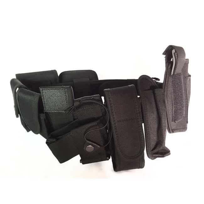 Bargain Crusader Duty Belt Military Tactical Modular Equipment Law Enforcement Police Security Guard Hunting Game Versatile Utility Adjustable Tool Belt (Adjustable 35"-45". 9 Pouches, Black)