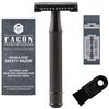 50 BLADES + Facón Vintage Long Handle Double Edge Safety Razor - Platinum Japanese Stainless Steel Blades - Butterfly Open Shaving Razor for Smooth Wet Shaving Experience - 200+ Shaves