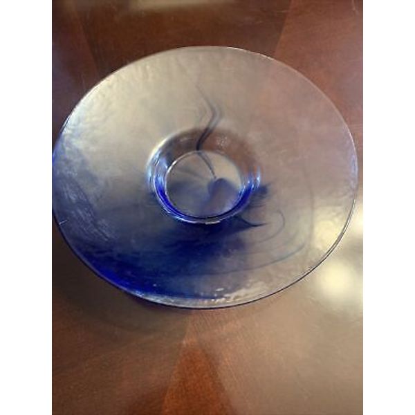 Decorative Bowl Home Décor Blue Swirl Glass