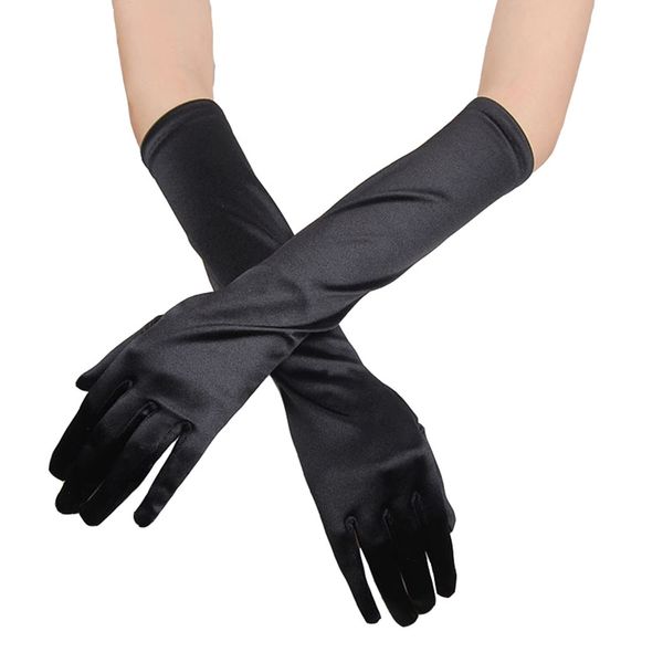 Long Evening Gloves Satin Elbow Gloves Stretch Elbow Length Gloves Wedding Prom Opera Gloves Elegant Bridal Fancy Dress Gloves Sun UV Protection Driving Gloves Halloween Themed Party Gloves for Women