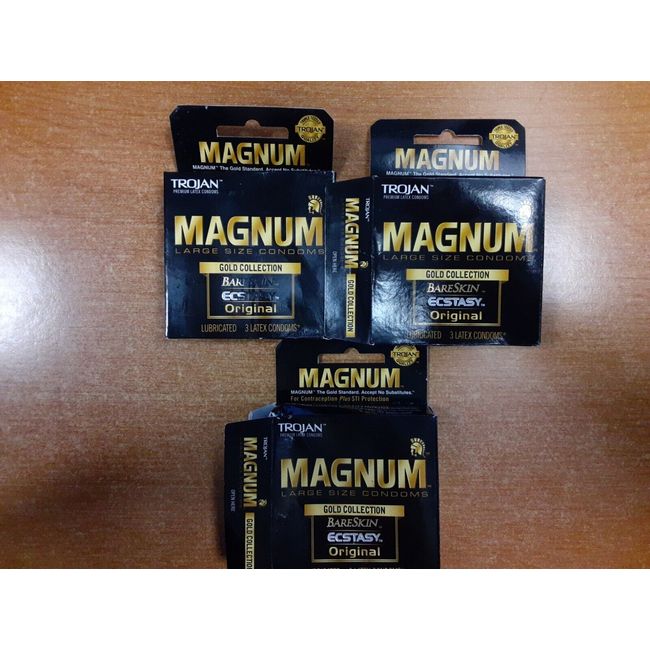 3 PACK: Trojan Magnum Gold Collection Condoms, 3 Ct Ea., EXP 11/01/25  - E7E