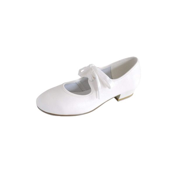 Roch Valley Low Heel PU Tap Shoes, White, 5 Child UK